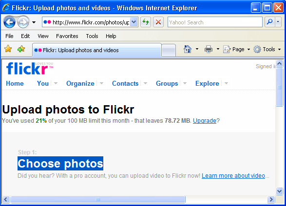 Flickr Screenshot - Choose Photos